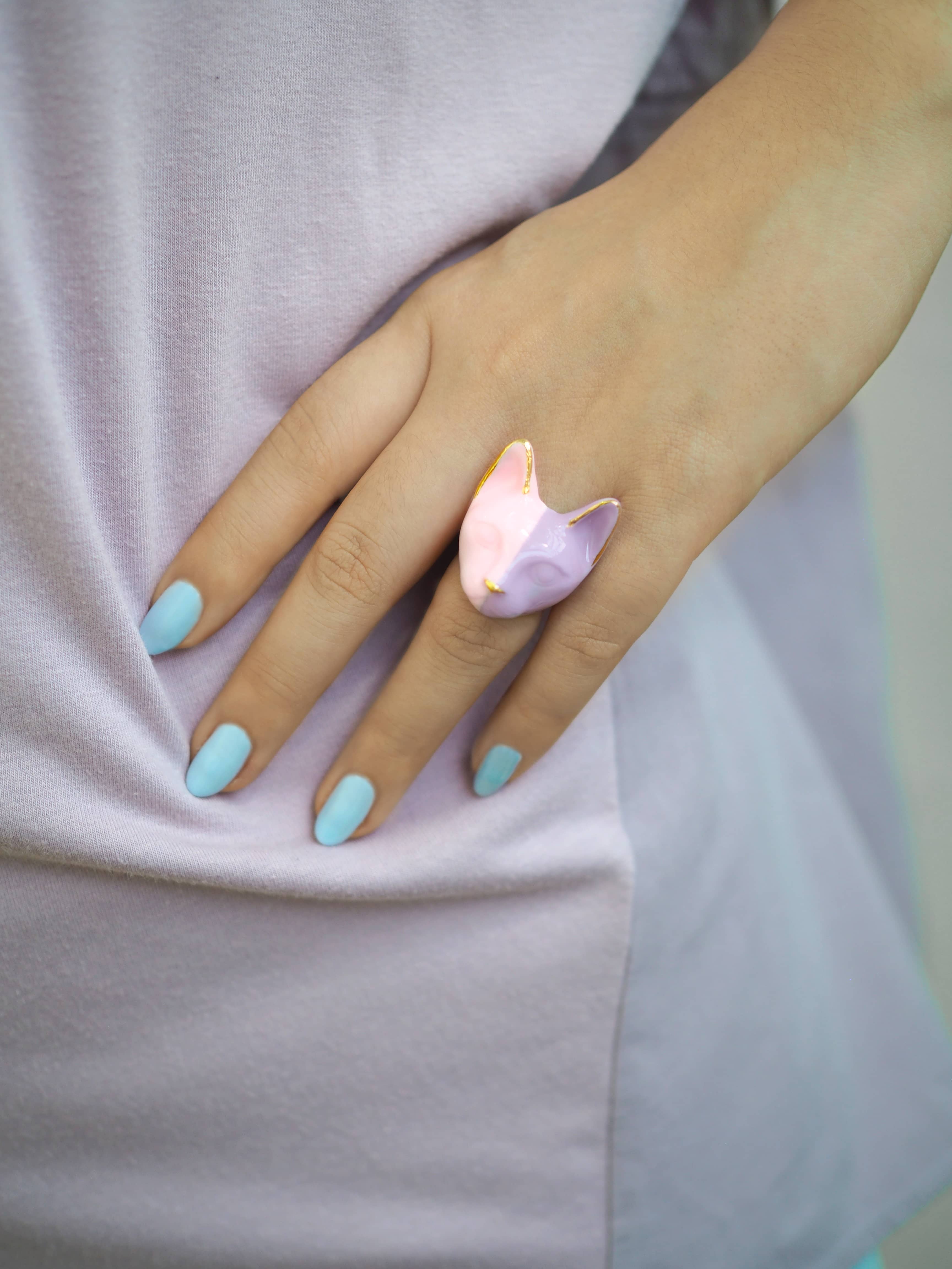 Half Lilac Cat Ring| MaewMarch