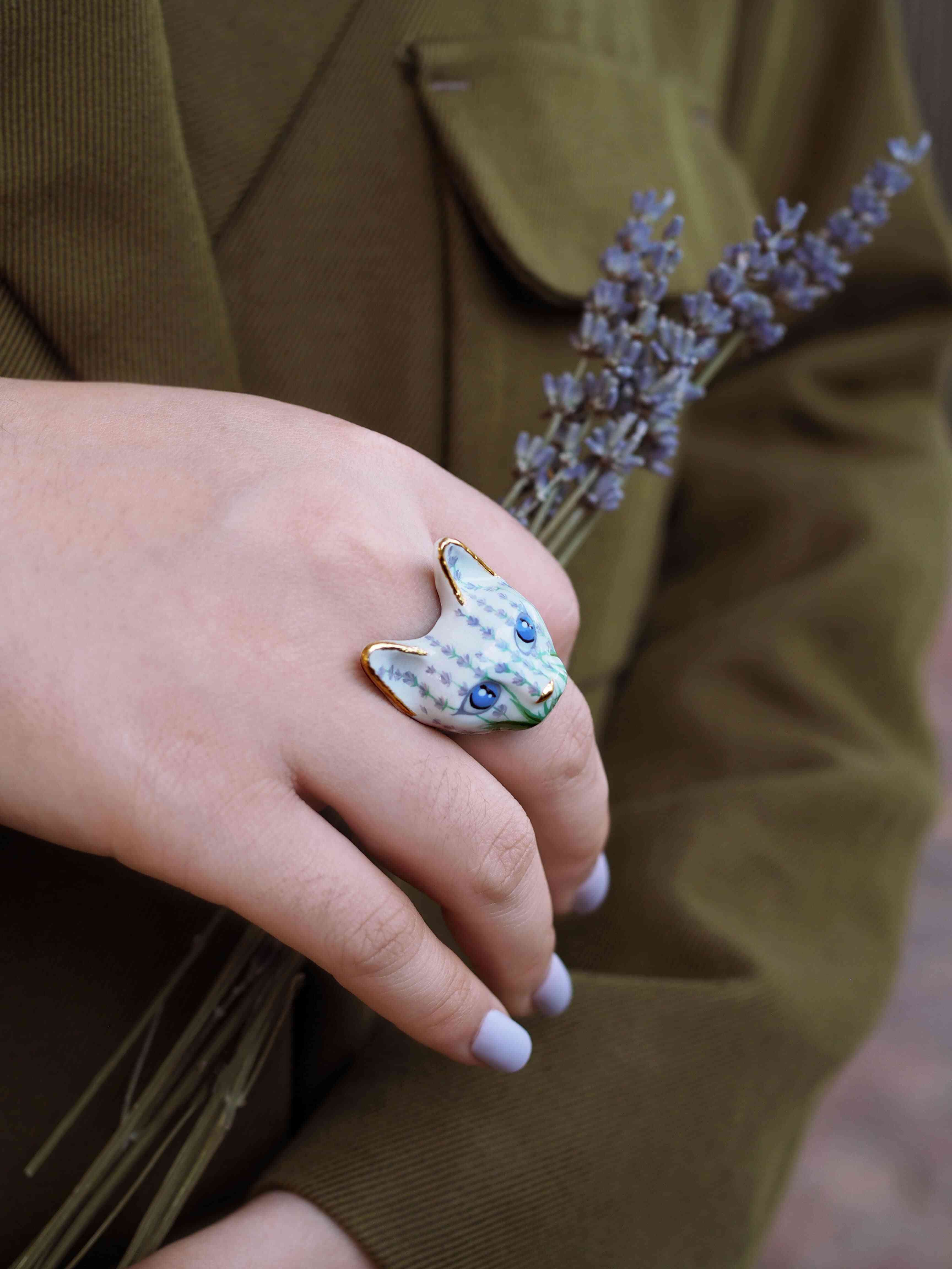 Lavender Bloom Art Cat Ring | MaewMarch