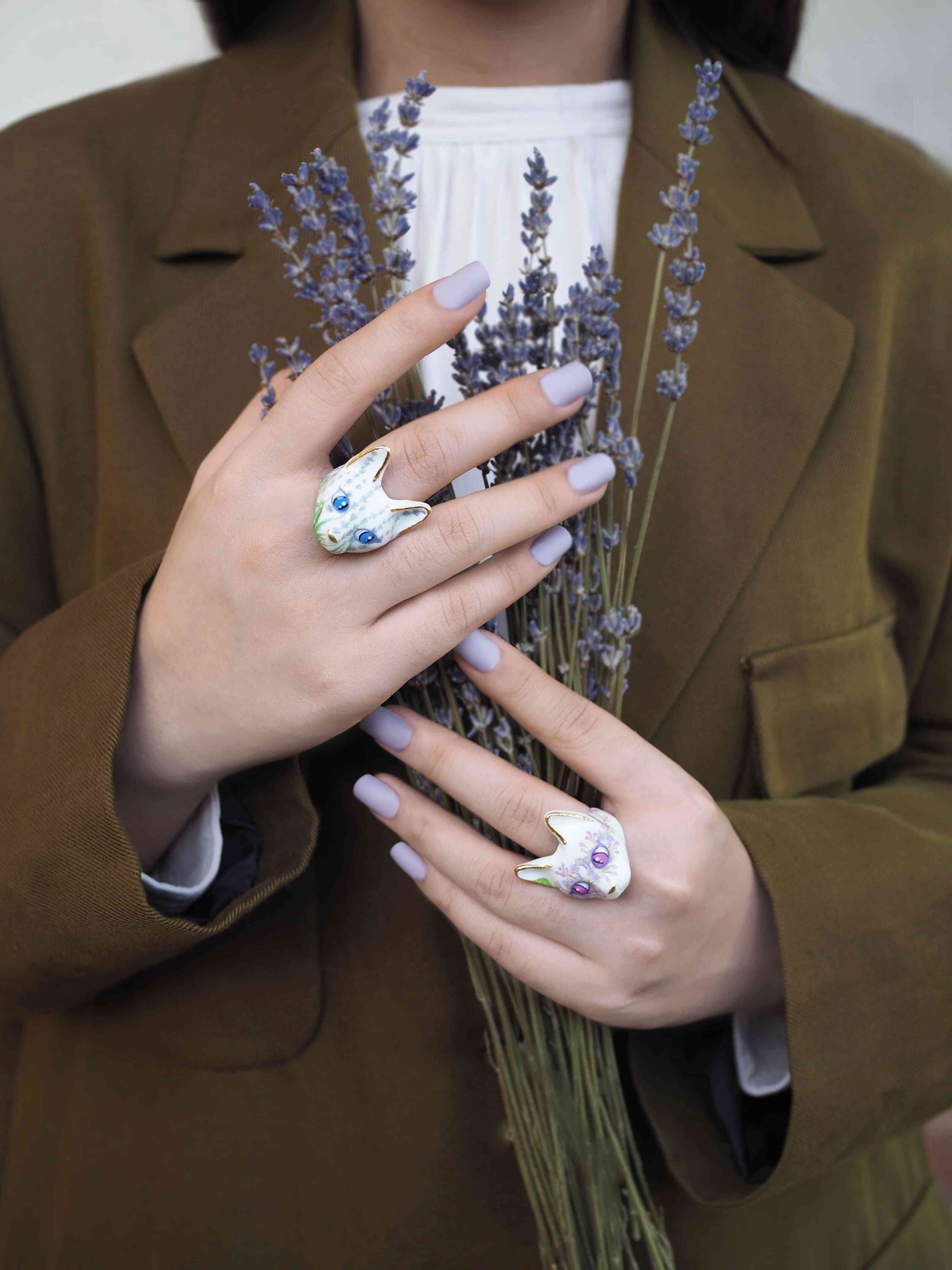 Lavender Bloom Art Cat Ring | MaewMarch