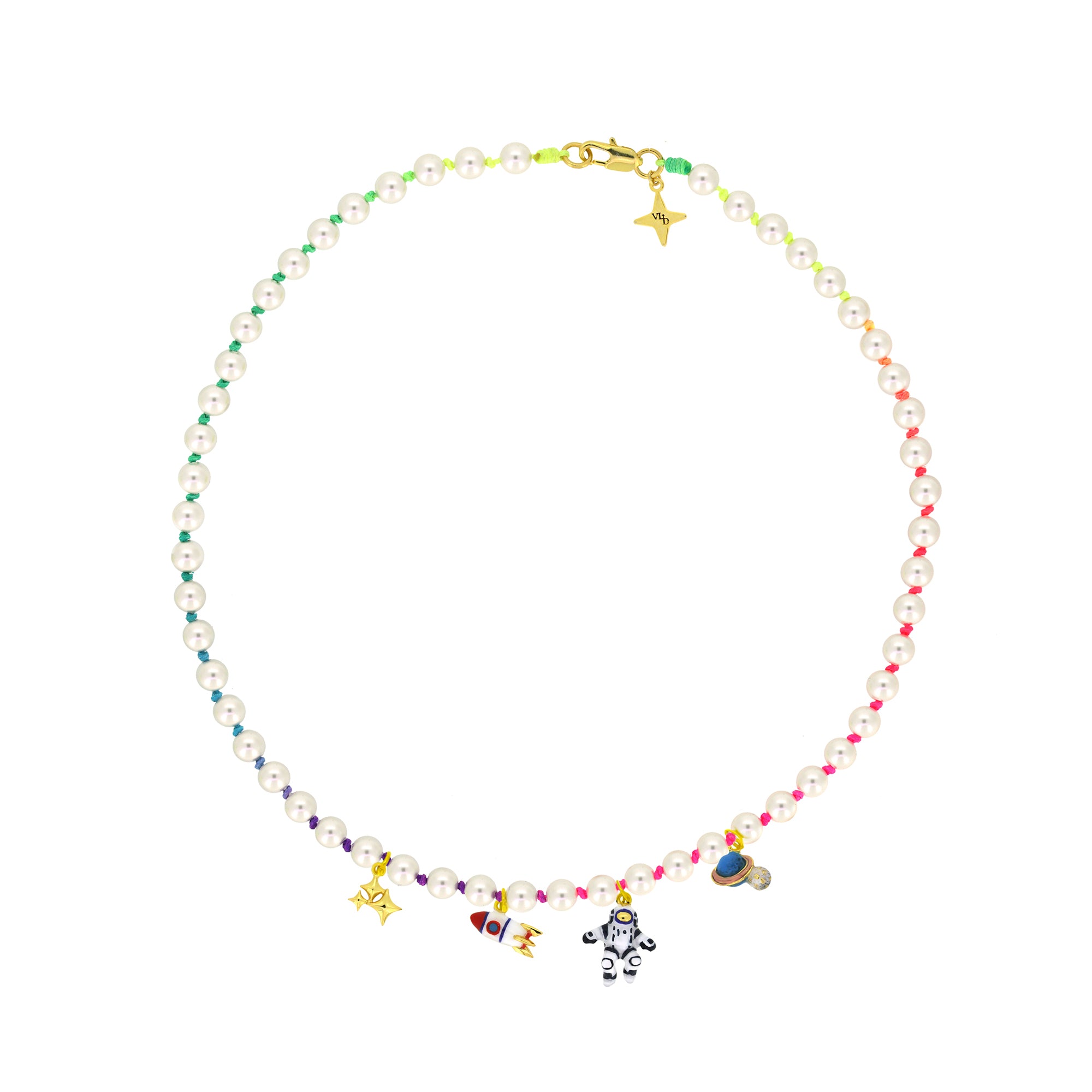 Space Walker Pearl Choker Pastel and Rainbow | Happy Story