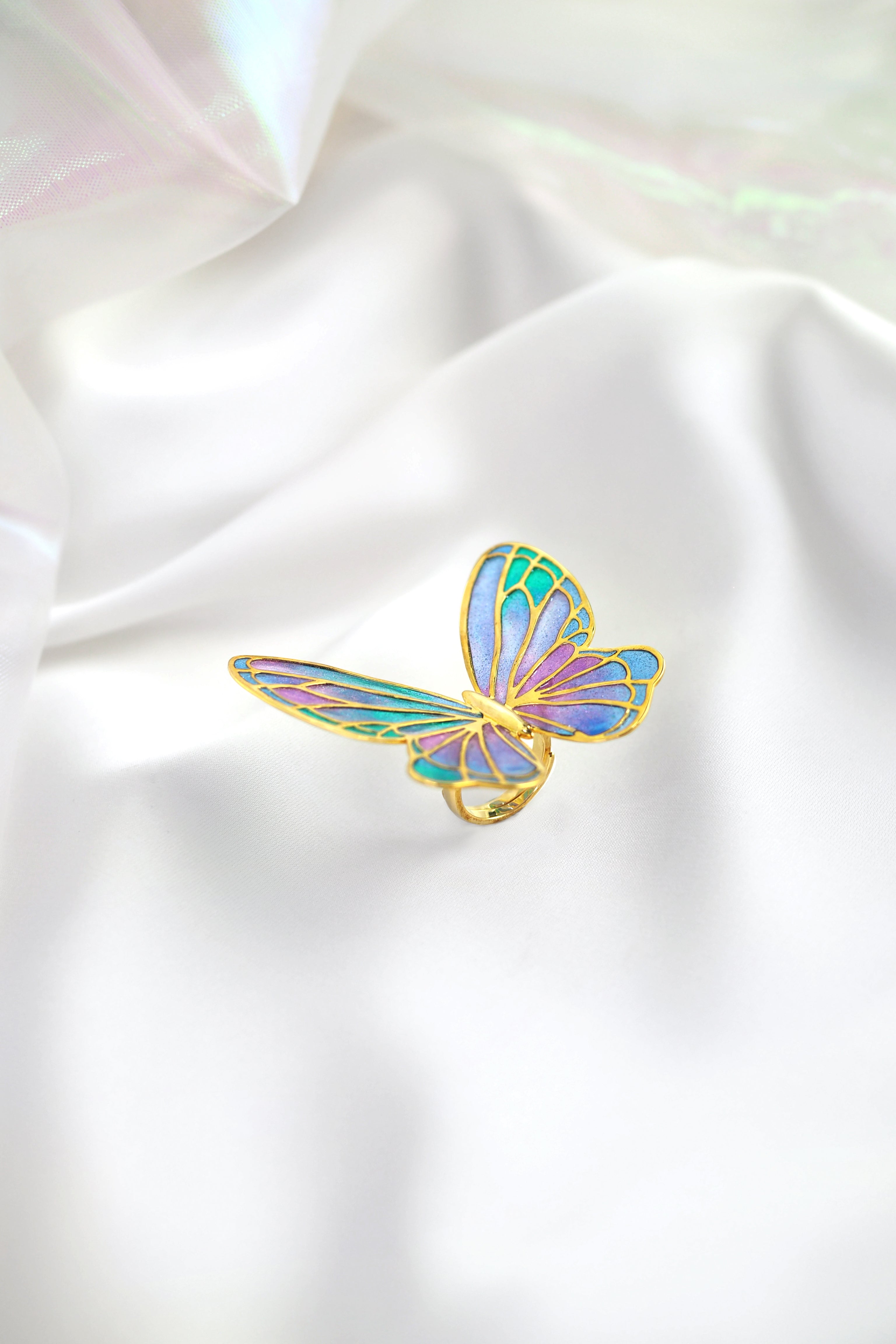 Enamel butterfly ring featuring a stunning color palette with detailed craftsmanship