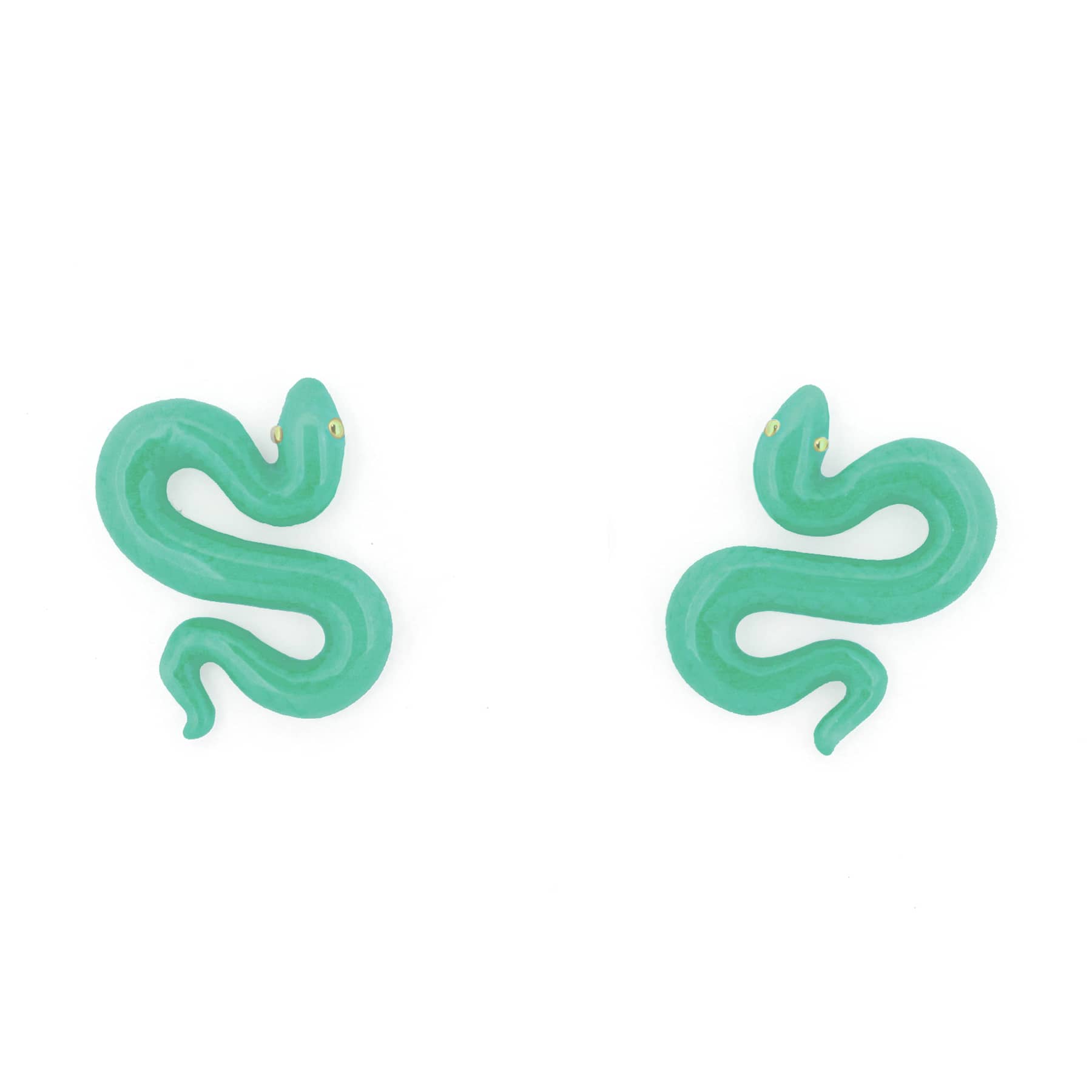 Curvy green snake earrings, ideal for summer outfit.