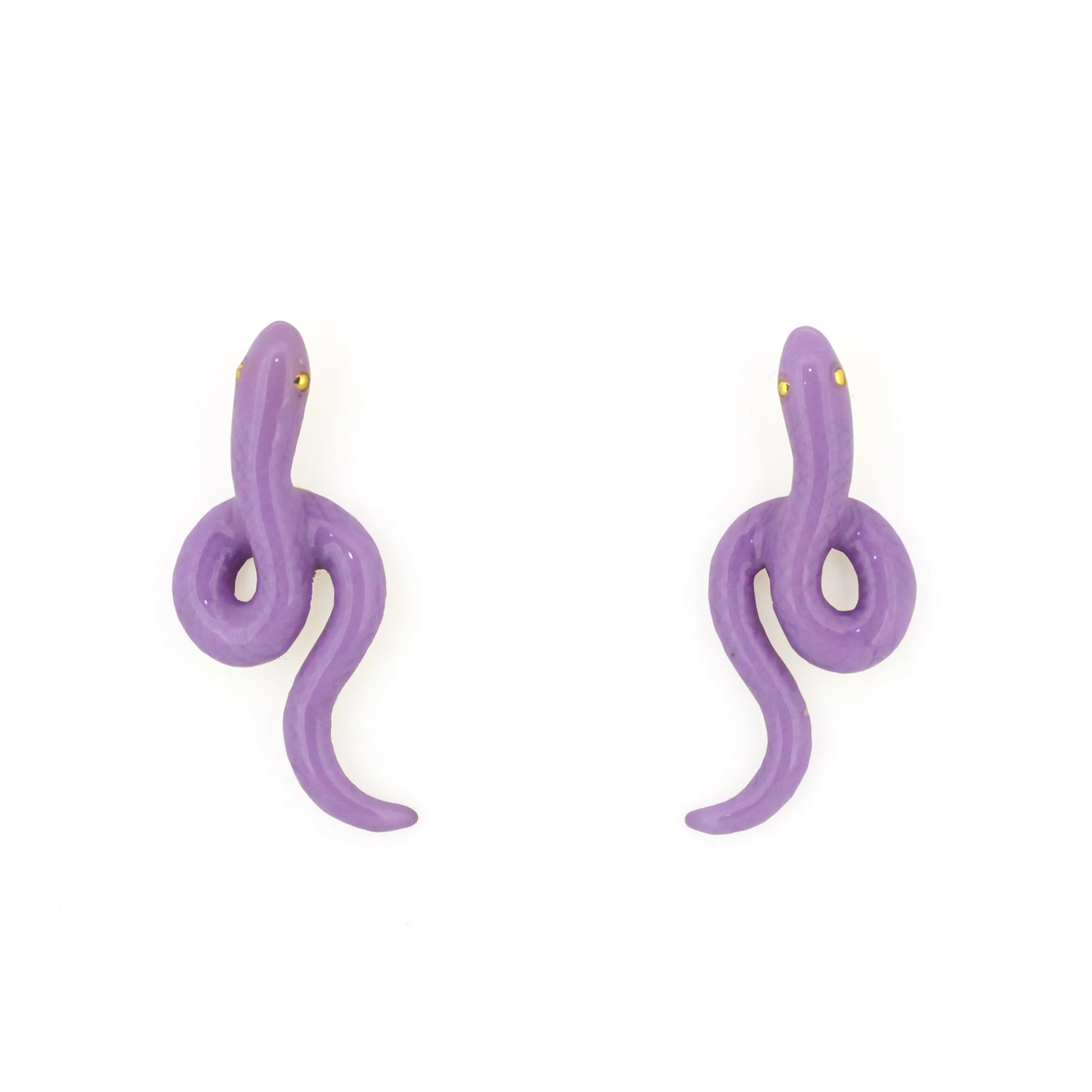 Unique purple snake-shaped earrings