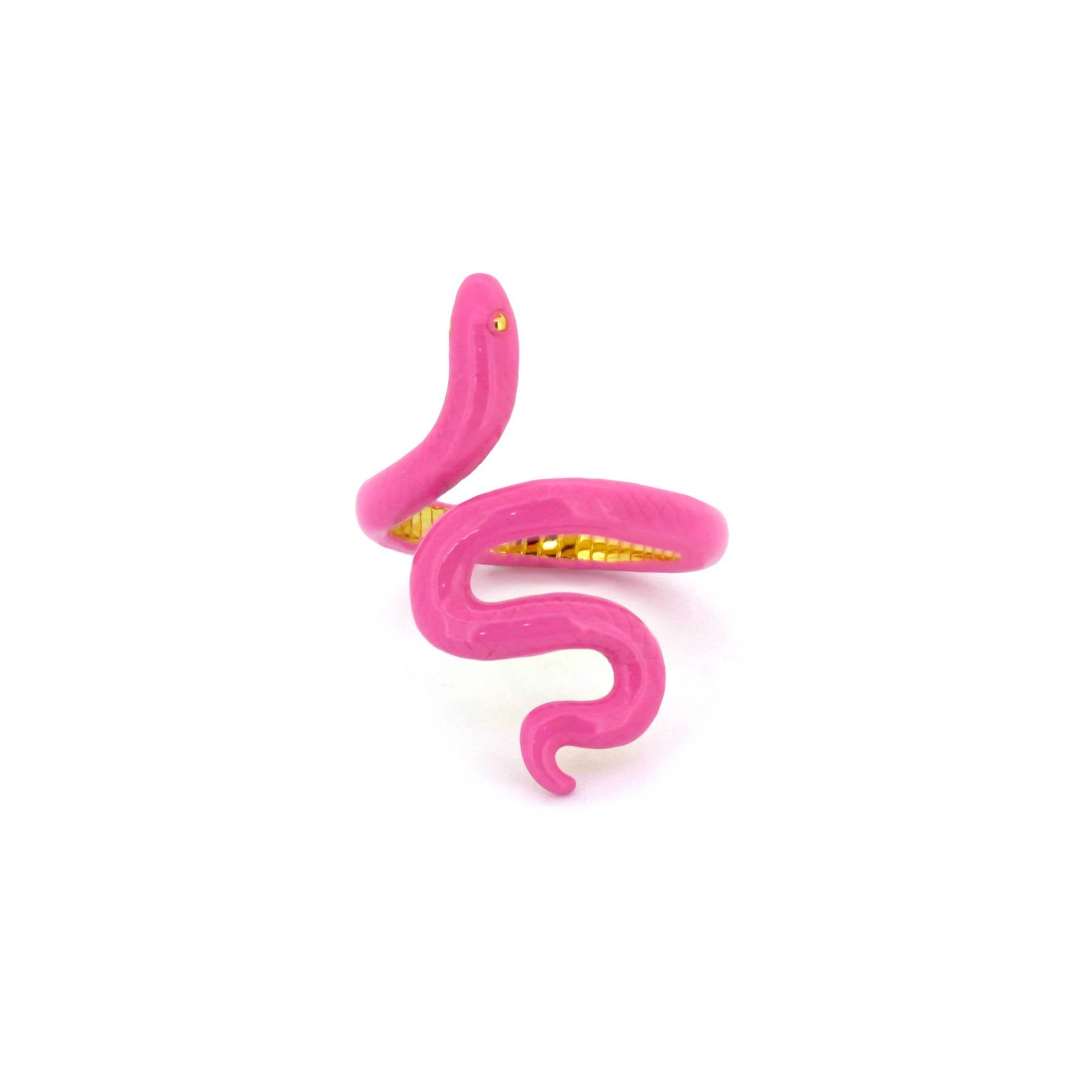 Fun and whimsical pink snake ring for fashion lovers.