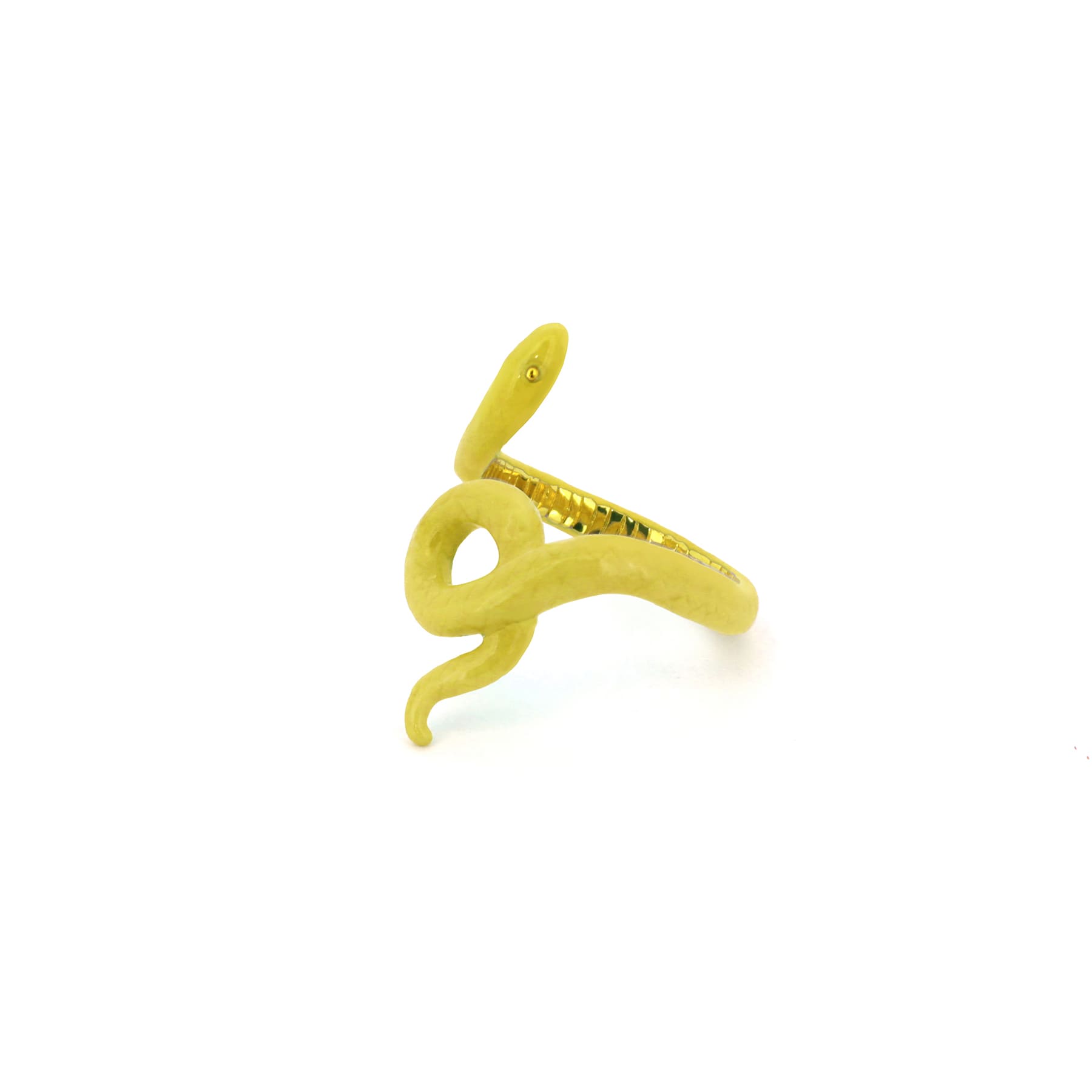 Artistic ring featuring a creative yellow design