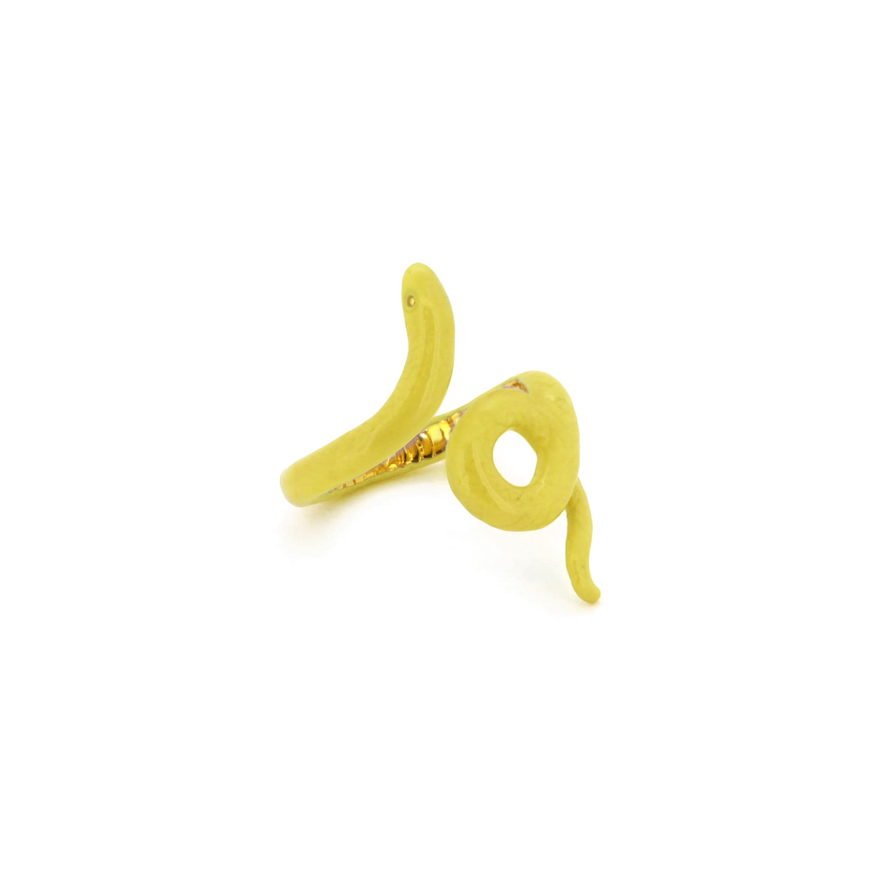 Artistic ring featuring a creative yellow design