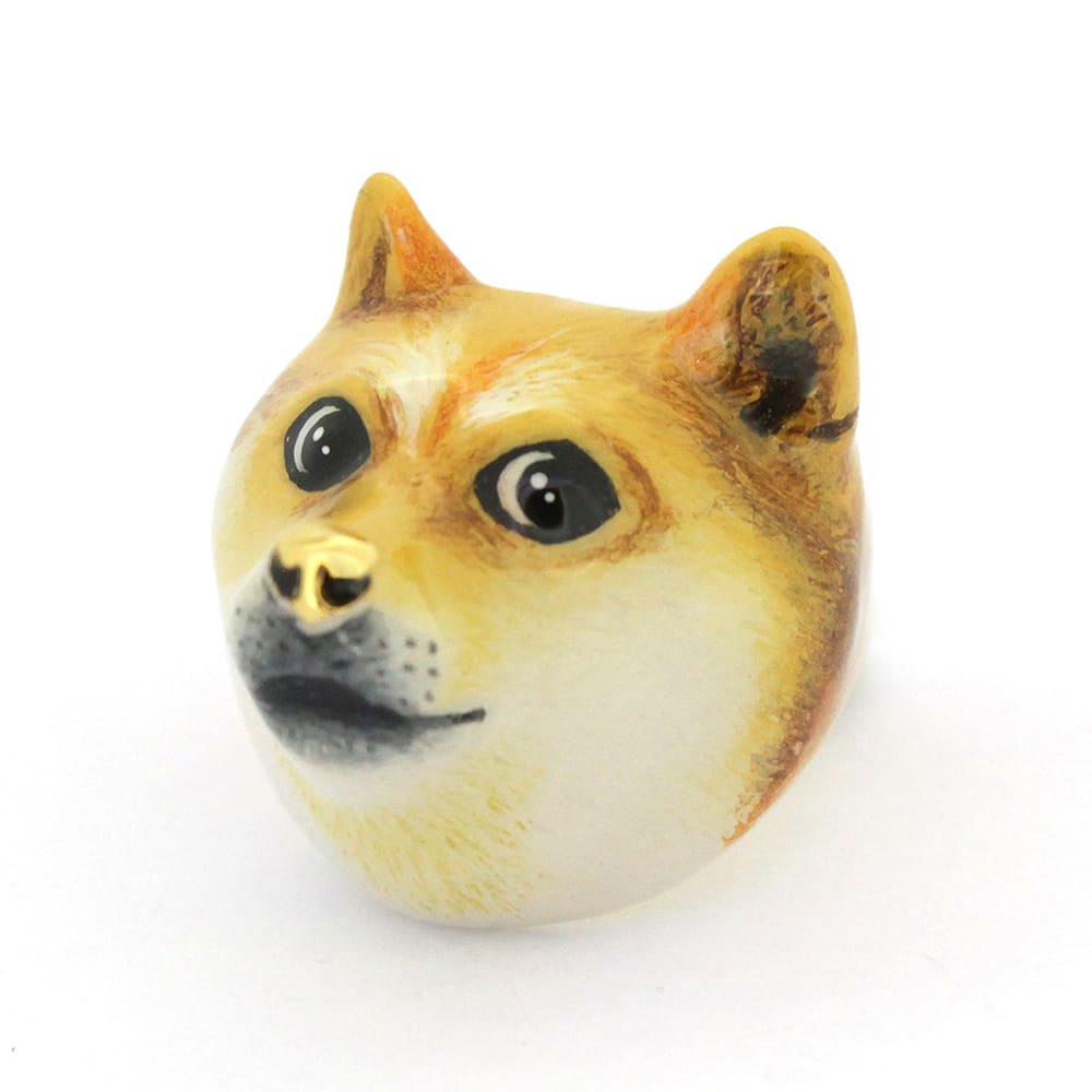 Cute doge face ring with detailed painting