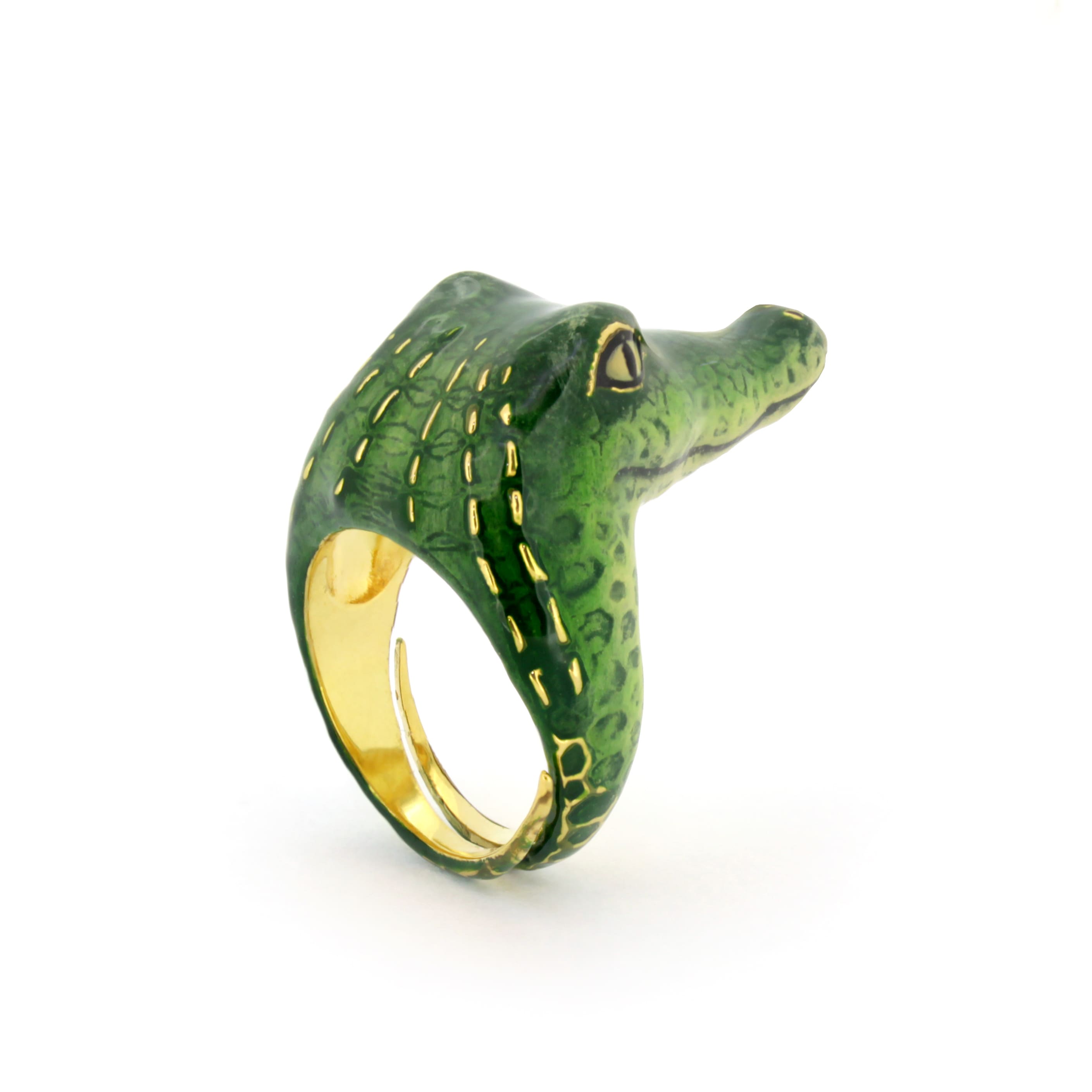 Handcrafted ring featuring a crocodile design