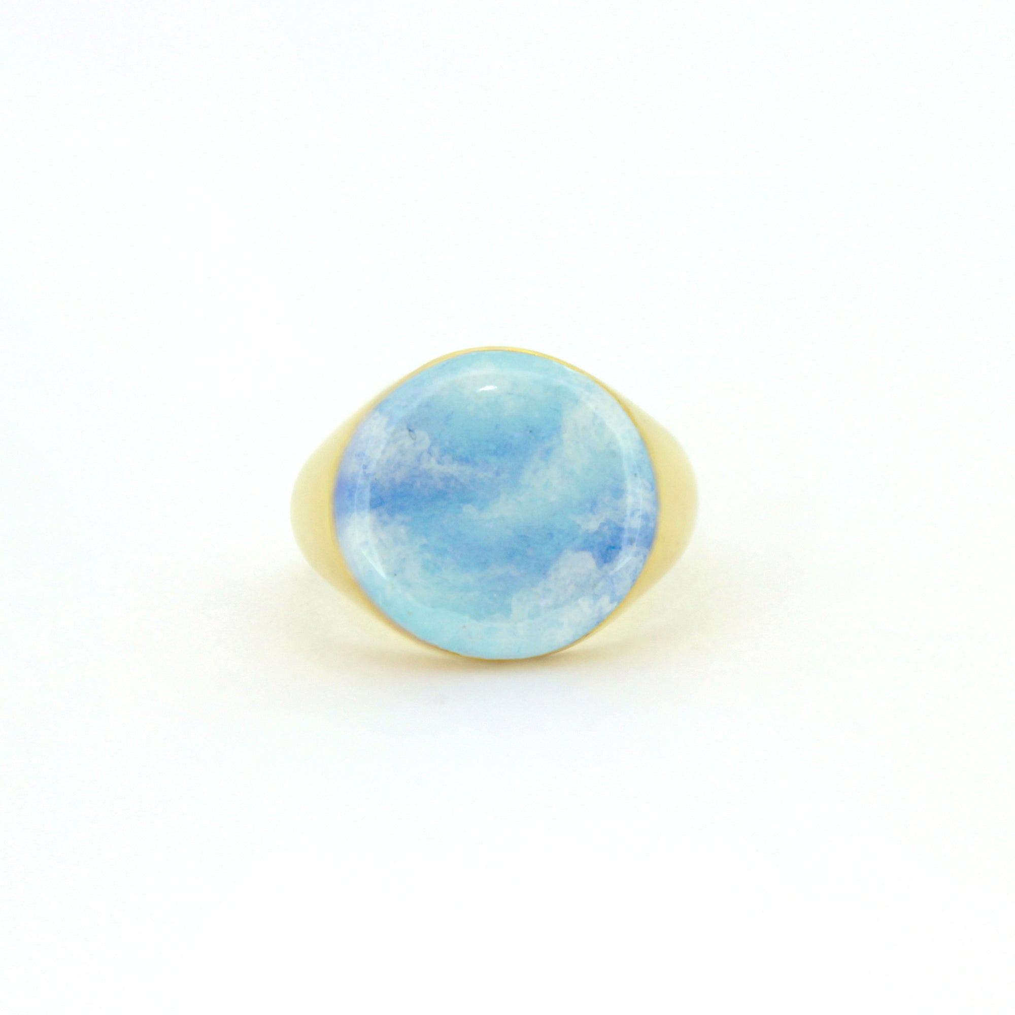 Hand-painted ring featuring a blue sky design.