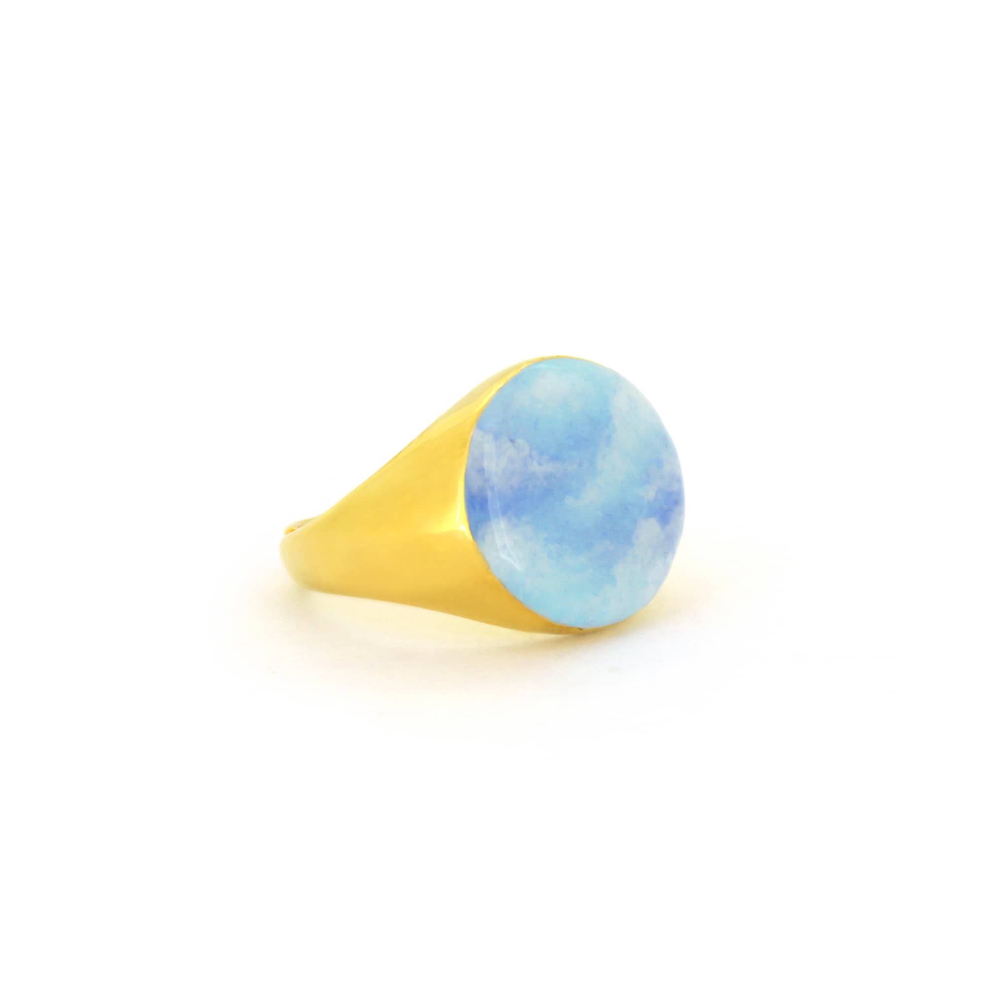 Hand-painted ring featuring a blue sky design.