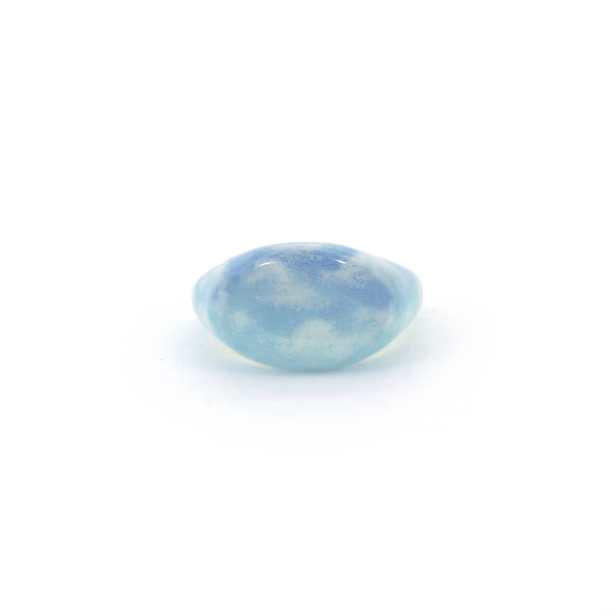 A beautiful hand-painted ring inspired by the sky with soft blue tones.