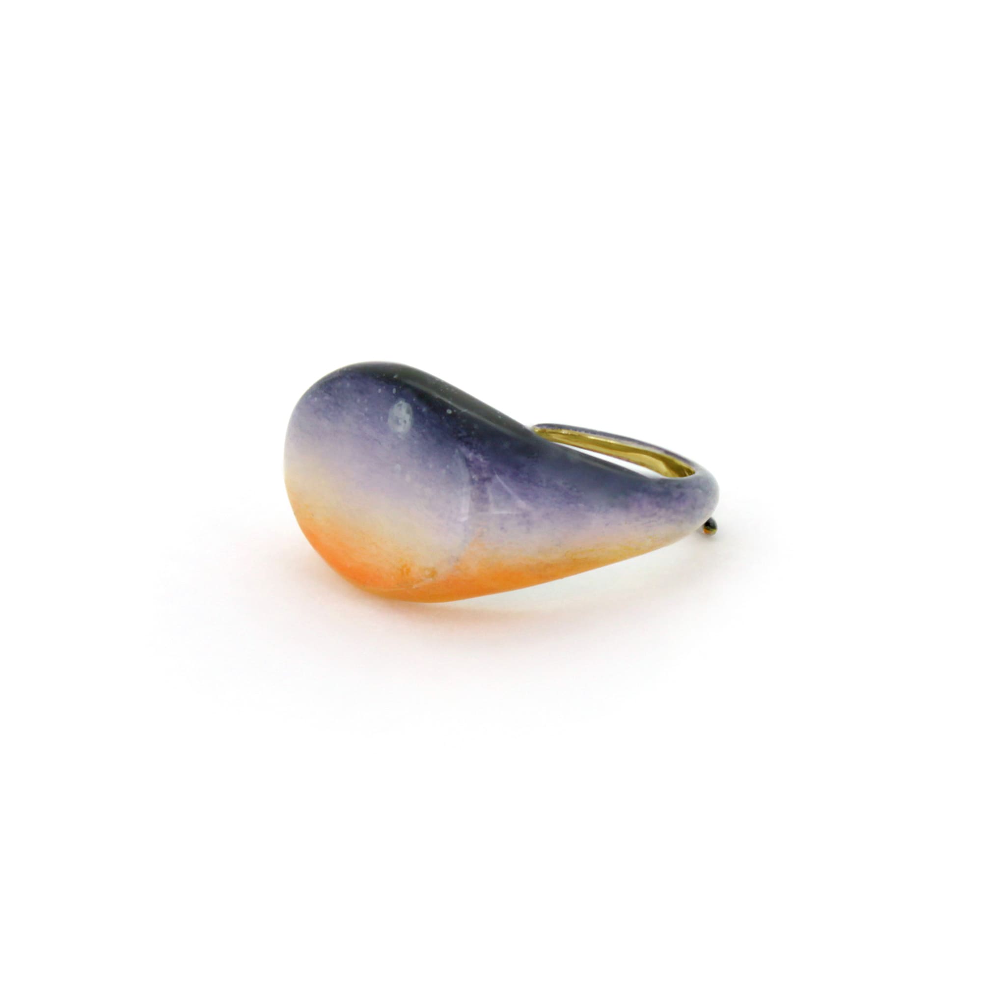 Hand-painted ring inspired by the colors of the sky, featuring a purple to orange gradient.