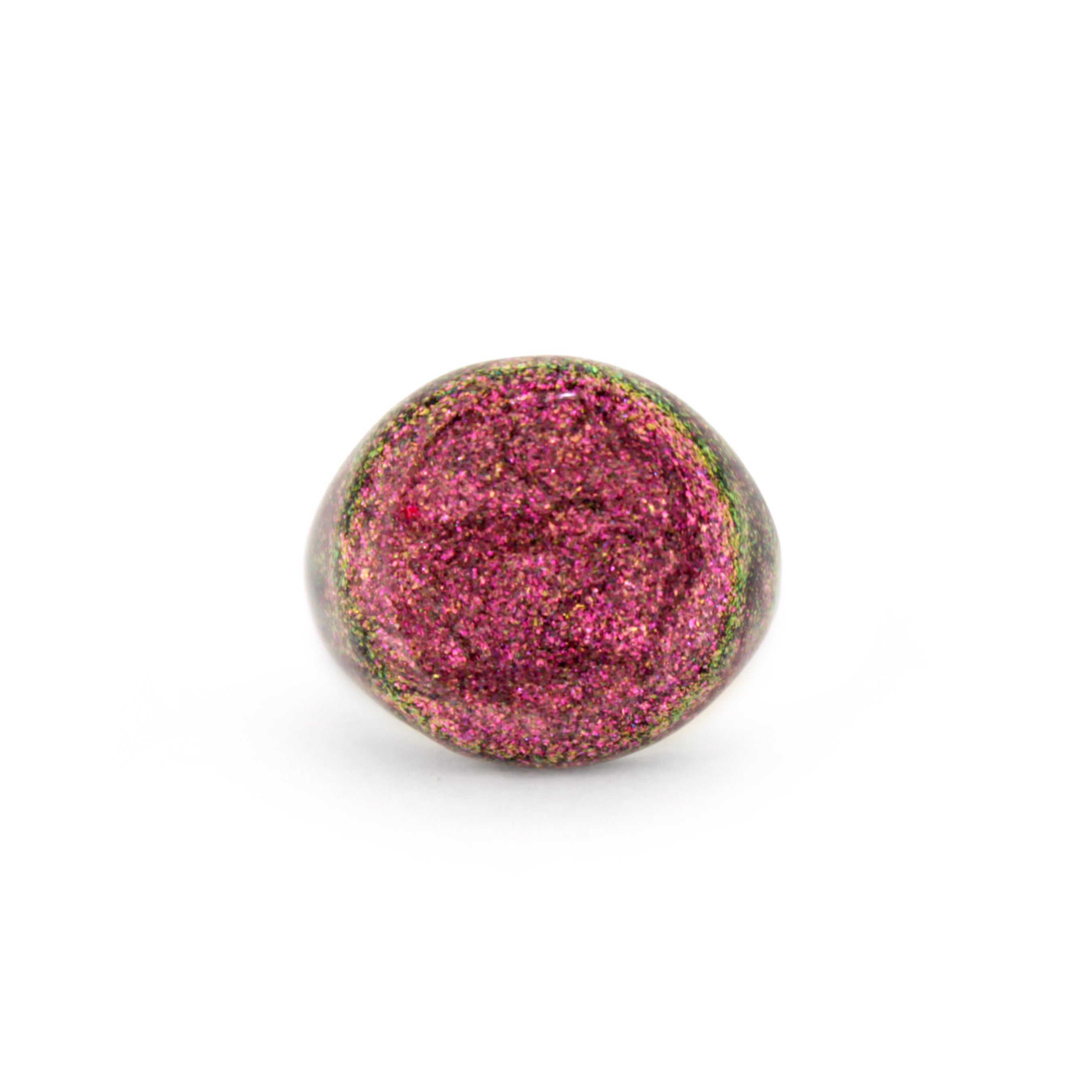 Pink shimmering enamel ring inspired by the sky.