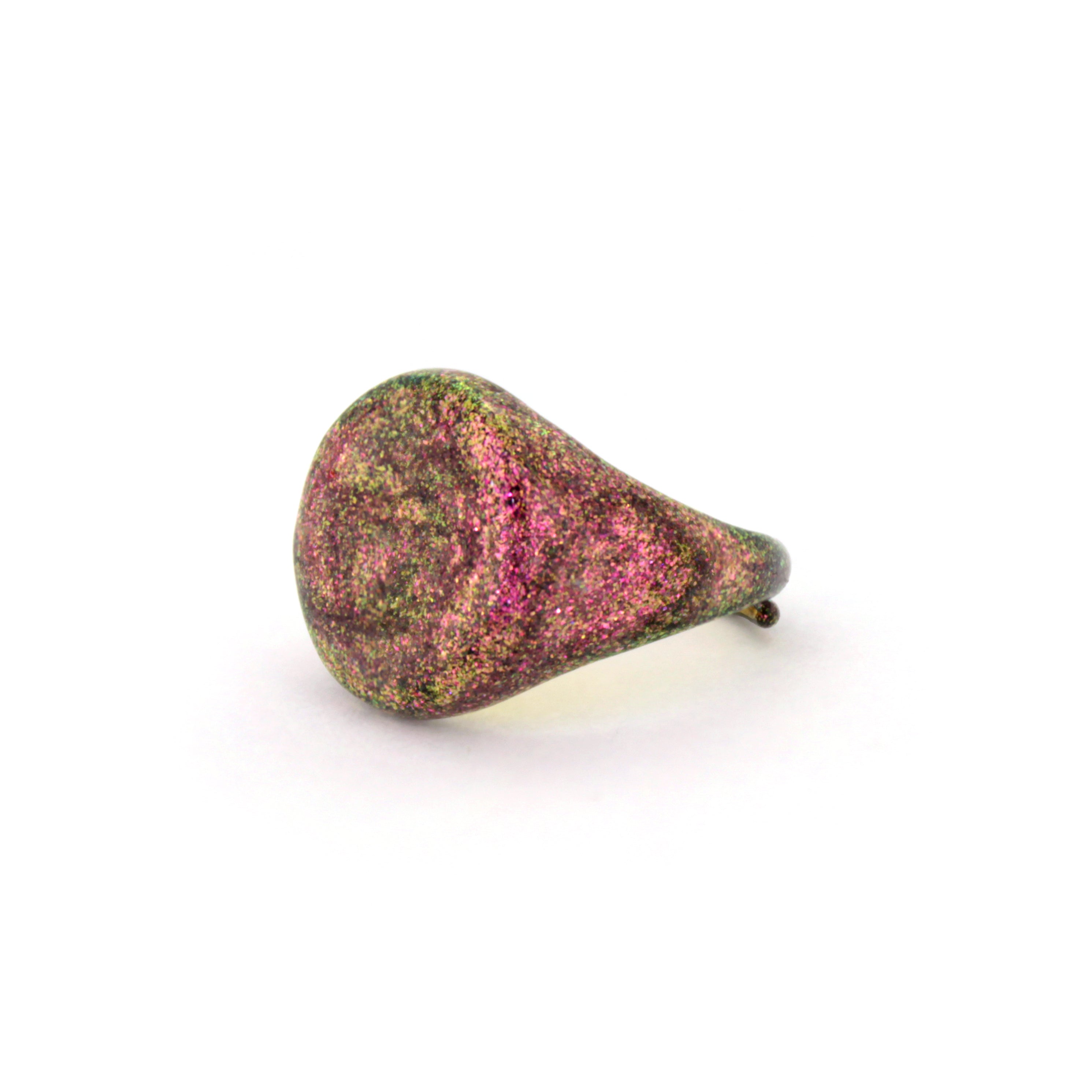 Pink shimmering enamel ring inspired by the sky.