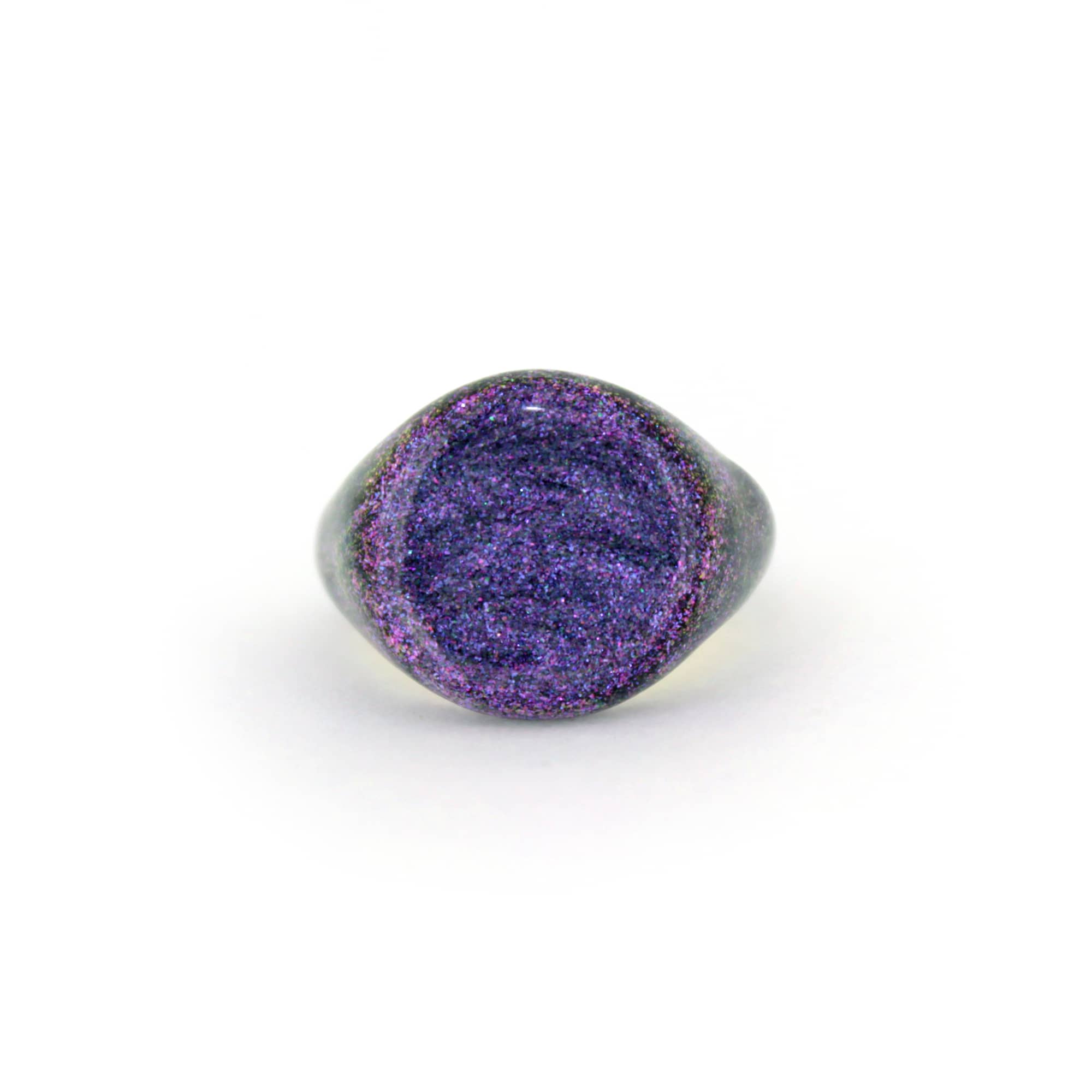 Purple shimmering enamel ring inspired by the sky.