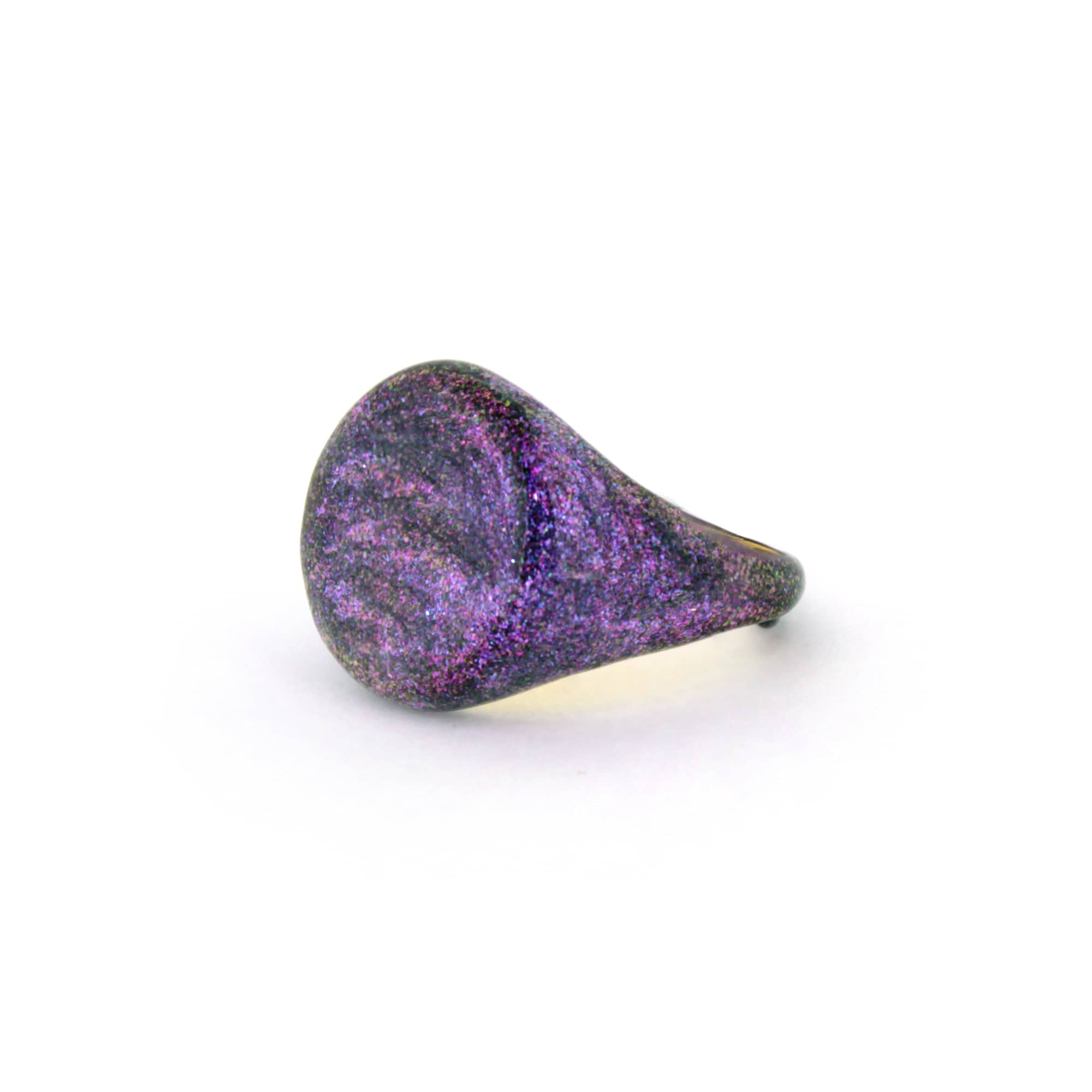 Purple shimmering enamel ring inspired by the sky.