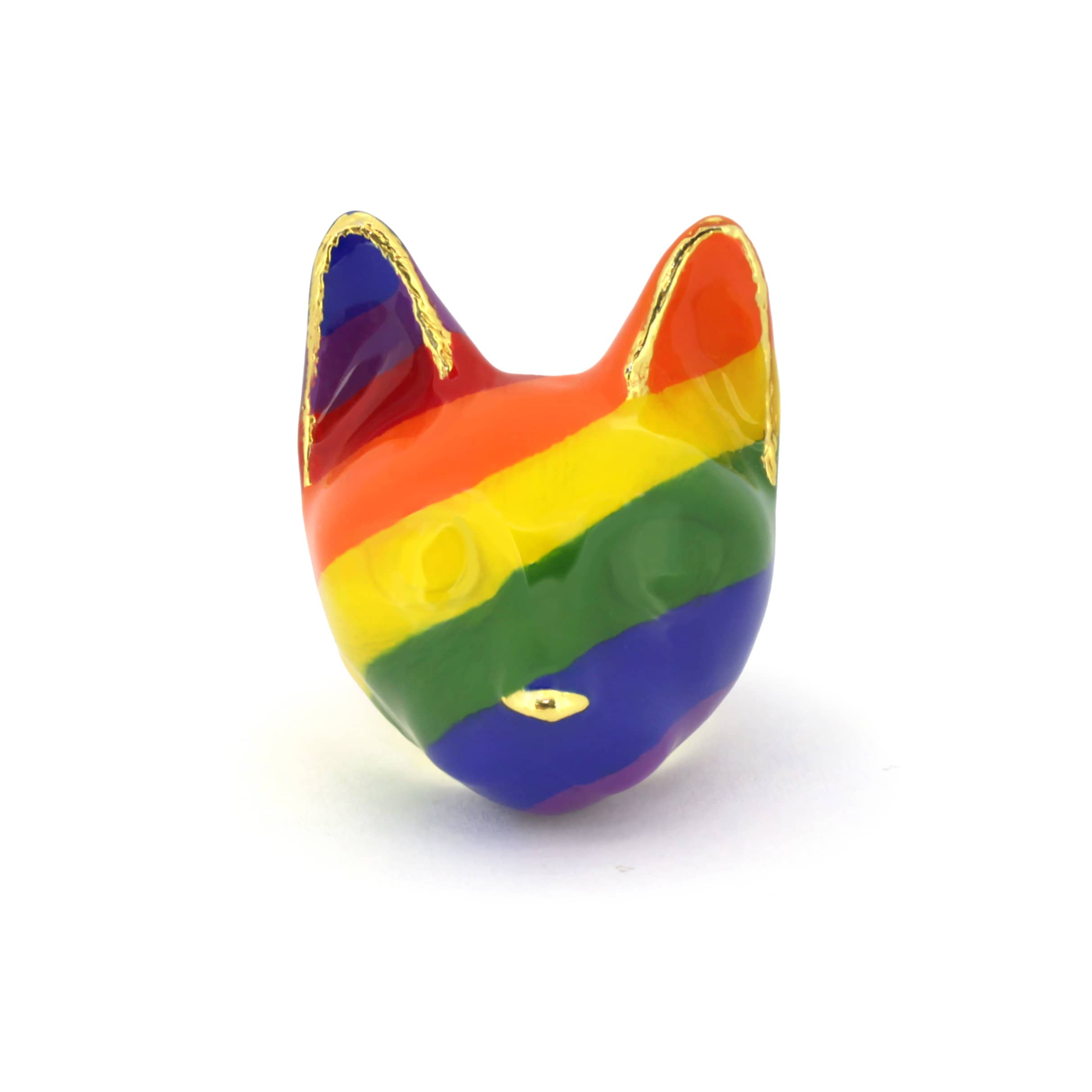 Vibrant cat ring showcasing stripes with vibrant rainbow stripes