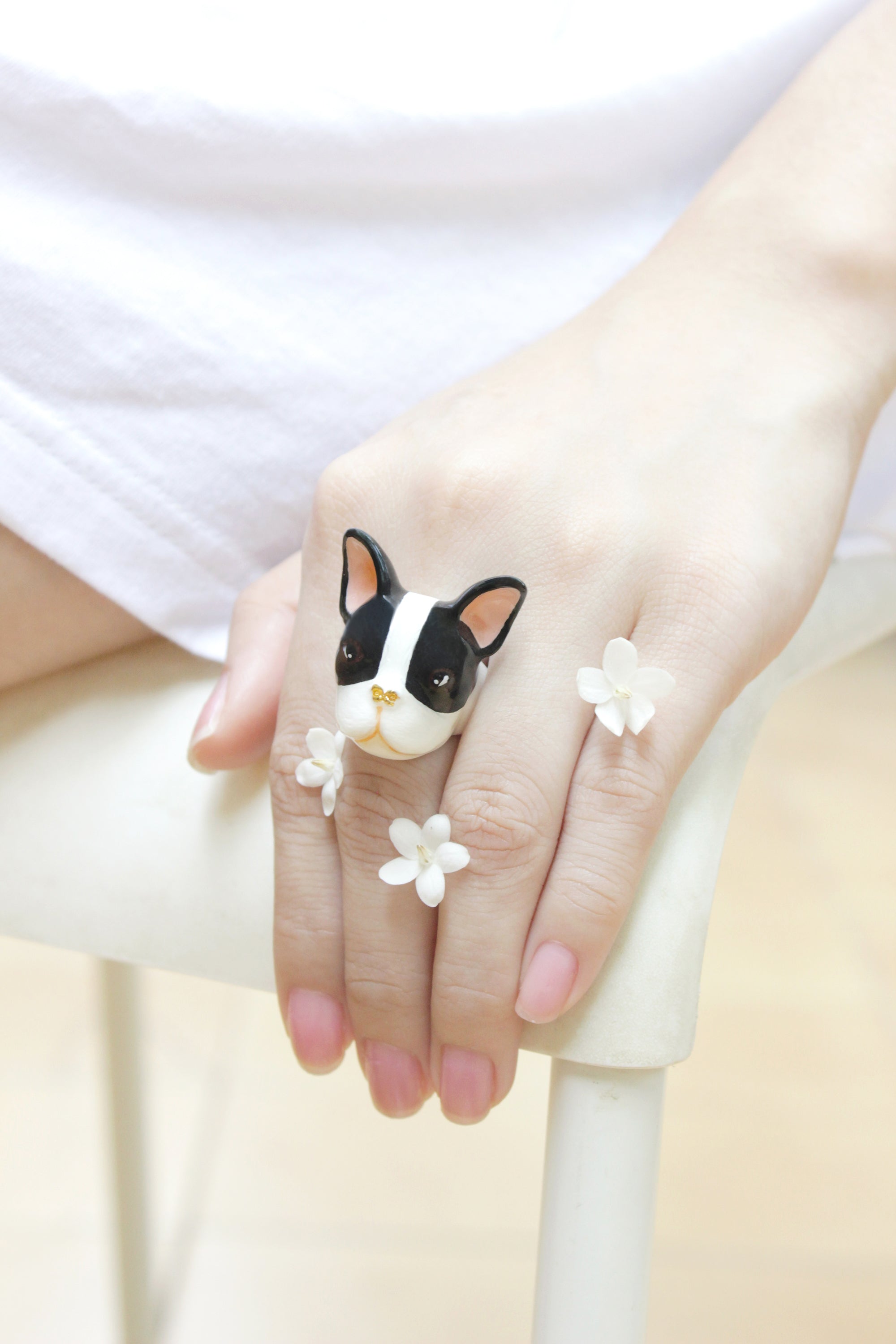 French Bulldog Ring Black and White