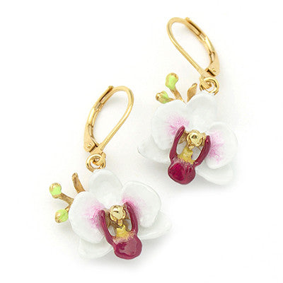 Phalaen White Earrings