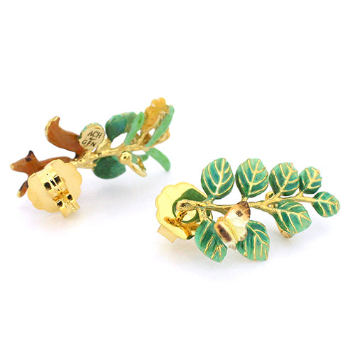 Nature-inspired earrings with a fox butterfly and foliage motif