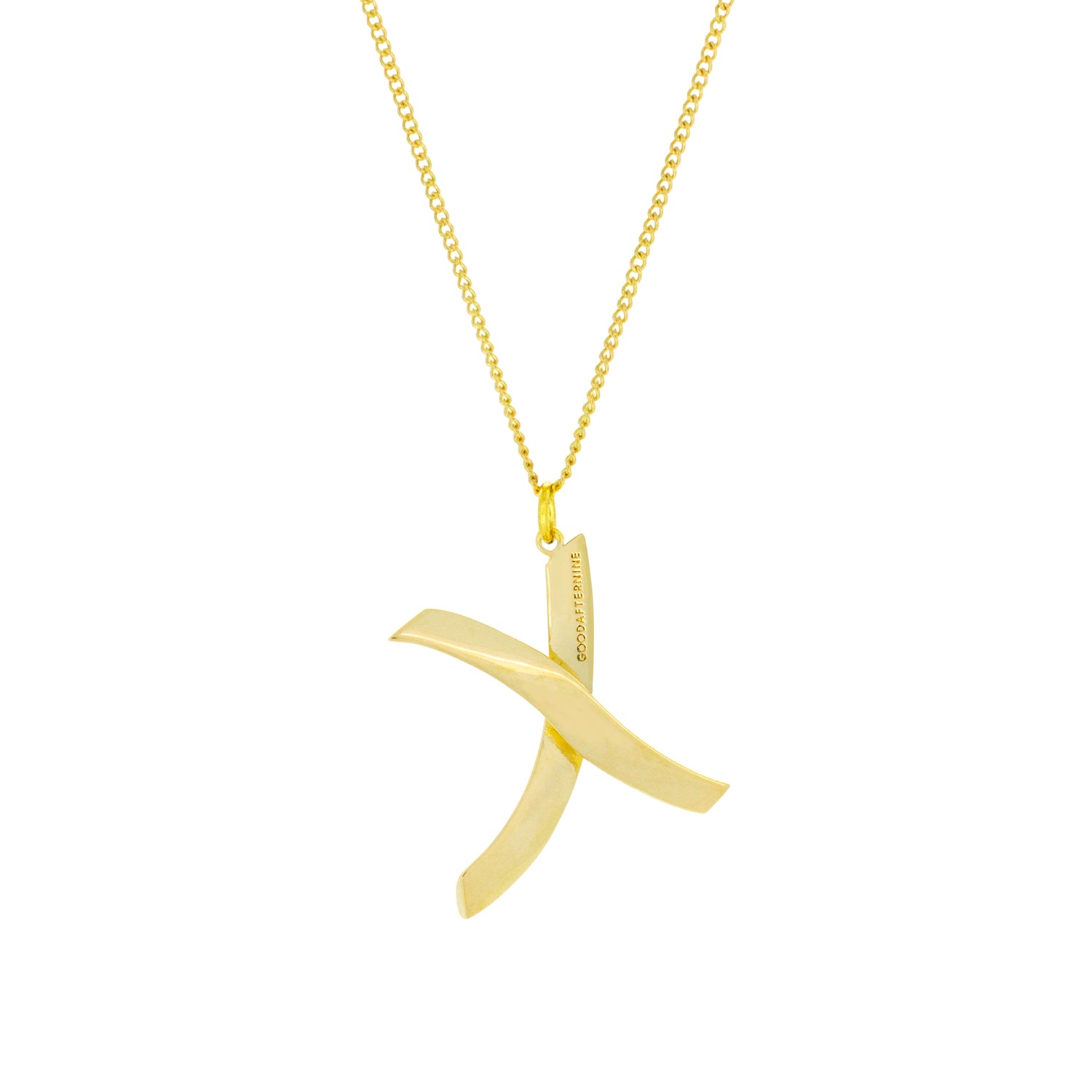 Gold-colored necklace with a charming letter X pendant.