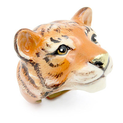 Handcrafted tiger ring showcasing intricate craftsmanship, perfect for animal lovers.