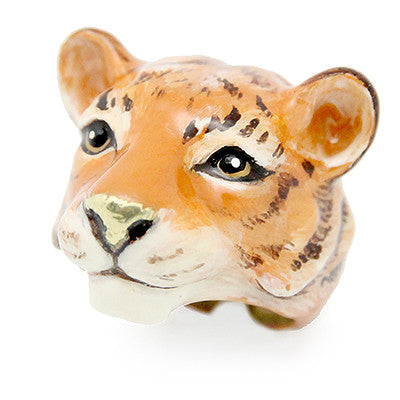 Handcrafted tiger ring showcasing intricate craftsmanship, perfect for animal lovers.