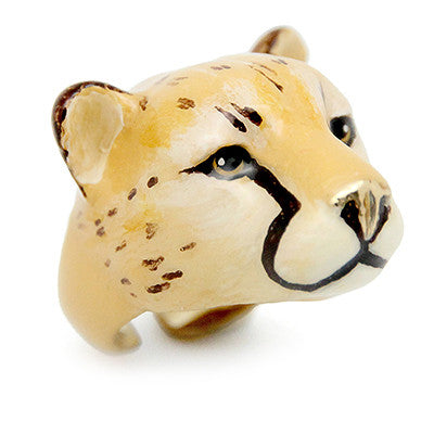 Artistic ring showcasing a cheetah face design