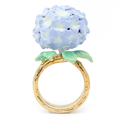 Artisan-crafted ring featuring a delicate hydrangea flower design, perfect for flower lovers