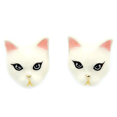 Adorable white cat earrings perfect for animal lovers