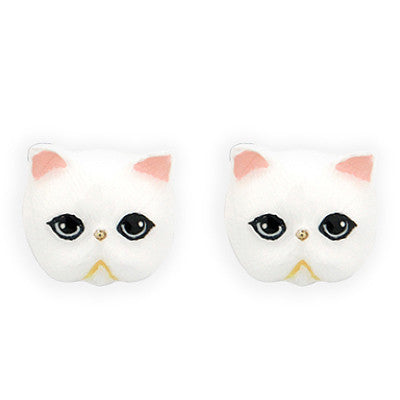 Adorable white Persian cat earrings perfect for animal lovers