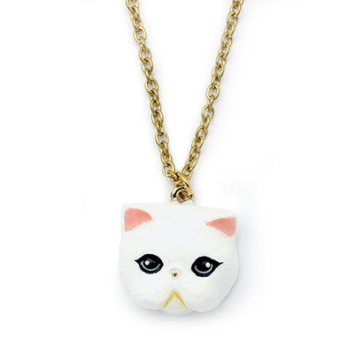 Handcrafted necklace showcasing a cute Persian cat design