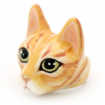 Hand-painted ring showcasing a charming orange cat face