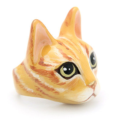 Hand-painted ring showcasing a charming orange cat face