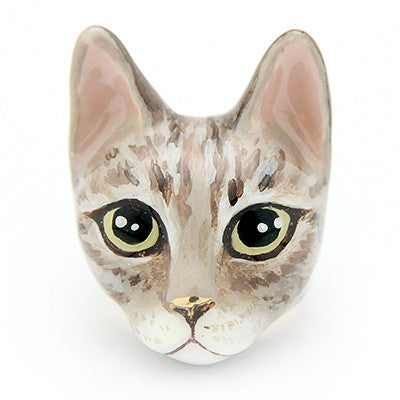 Hand-painted ring showcasing a charming tabby cat face