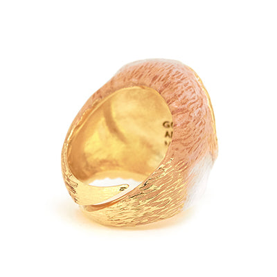 A cute barn owl ring featuring large black eyes and a delicate golden beak, perfect for animal lovers.