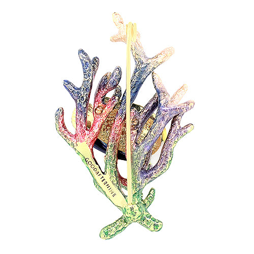 Colorful coral brooch.