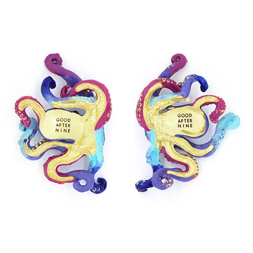 Whimsical octopus earrings featuring vibrant colors and intricate detailing