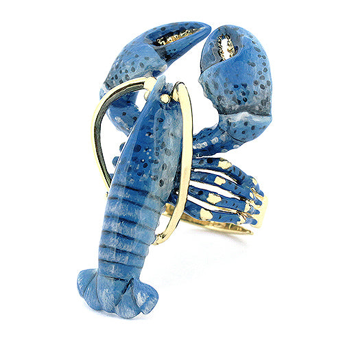 Blue lobster ring showcasing a unique design.