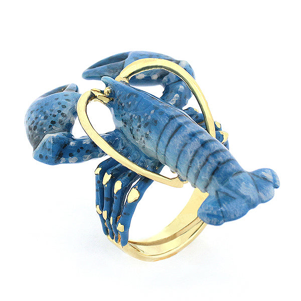 Blue lobster ring showcasing a unique design.