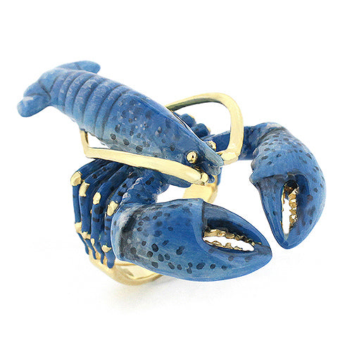 Blue lobster ring showcasing a unique design.