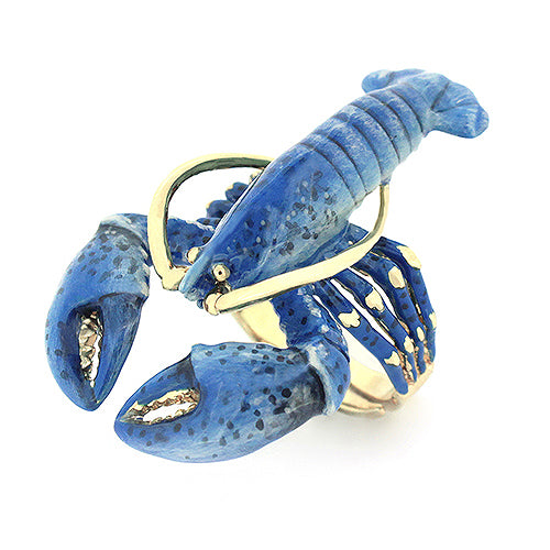 Blue lobster ring showcasing a unique design.