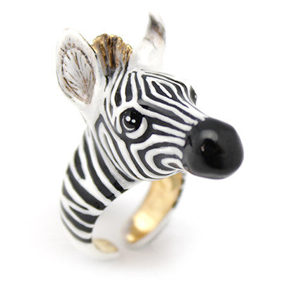 Unique zebra ring ideal for animal lovers and collectors.