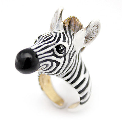 Unique zebra ring ideal for animal lovers and collectors.