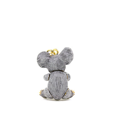 A cute grey koala pendant necklace with large ears and a gold nose, perfect for animal lovers.