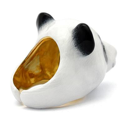 Cute black and white panda ring, perfect for animal lovers.