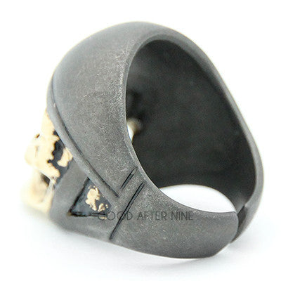 A detailed skull ring, emphasizing its intricate details and craftsmanship.