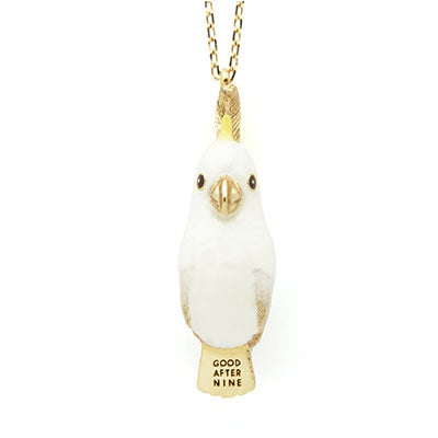 Beautifully crafted necklace featuring a cockatoo-shaped whistle pendant.