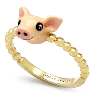 Handcrafted pig ring with intricate detailing, inspired by the Chinese zodiac sign.