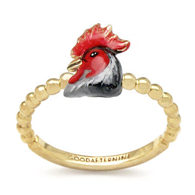 Beautiful rooster ring with intricate detailing, inspired by the Chinese zodiac sign.